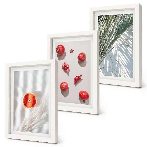 Set 3 tablouri Fructe tropicale de sărbătoare frunze de palmier