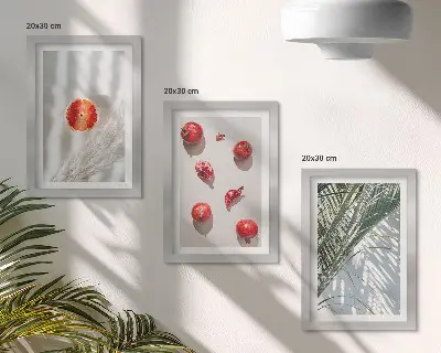 Set 3 tablouri cu fructe tropicale și frunze de palmier pentru sărbători