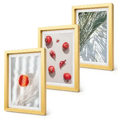 Set 3 tablouri cu fructe tropicale și frunze de palmier pentru sărbători