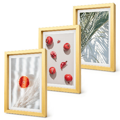 Set 3 tablouri Fructe tropicale de sărbătoare frunze de palmier