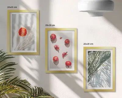 Set 3 tablouri cu fructe tropicale și frunze de palmier pentru sărbători