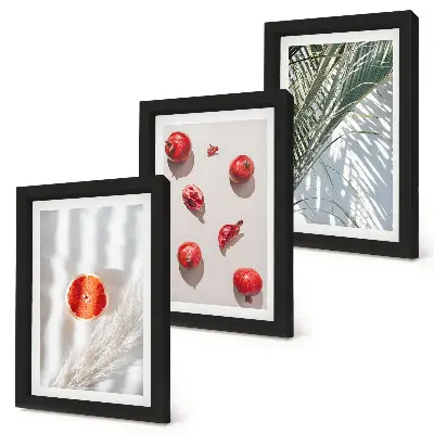 Set 3 tablouri cu fructe tropicale și frunze de palmier pentru sărbători