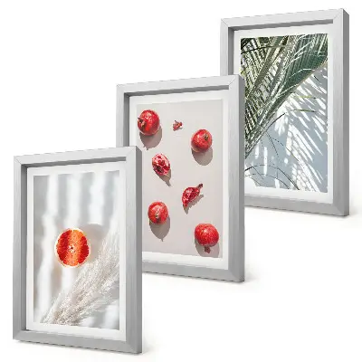 Set 3 tablouri cu fructe tropicale și frunze de palmier pentru sărbători