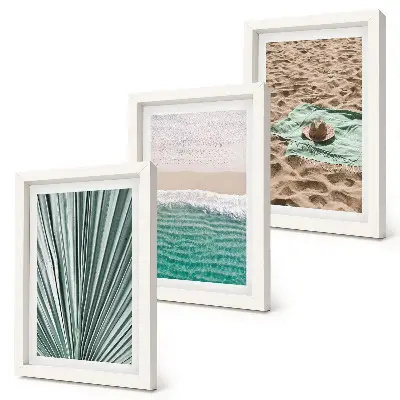 Set 3 tablouri cu priveliști de vară pe plajă lângă mare
