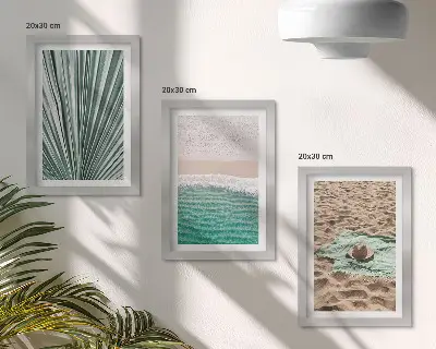 Set 3 tablouri cu priveliști de vară pe plajă lângă mare