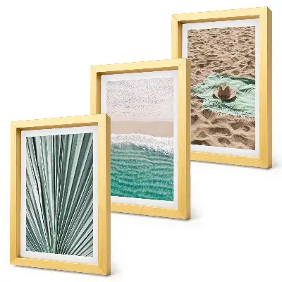Set 3 tablouri cu priveliști de vară pe plajă lângă mare