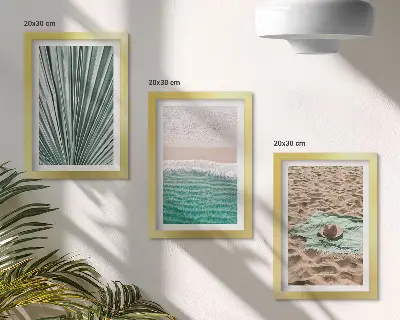 Set 3 tablouri cu priveliști de vară pe plajă lângă mare