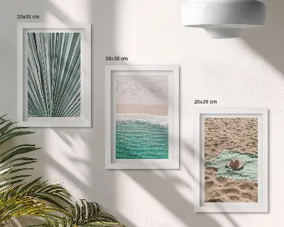 Set 3 tablouri cu priveliști de vară pe plajă lângă mare