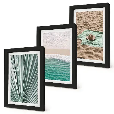 Set 3 tablouri cu priveliști de vară pe plajă lângă mare