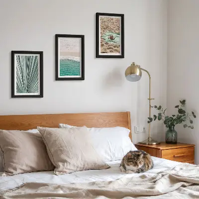 Set 3 tablouri cu priveliști de vară pe plajă lângă mare