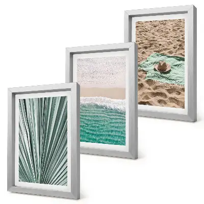 Set 3 tablouri cu priveliști de vară pe plajă lângă mare
