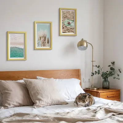 Galerie de perete cu tematică de plajă, valuri, iarbă, pălărie și nisip pentru relaxare