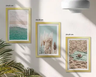Galerie de perete cu tematică de plajă, valuri, iarbă, pălărie și nisip pentru relaxare