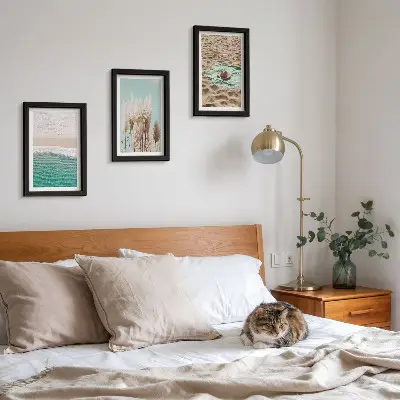 Galerie de perete cu tematică de plajă, valuri, iarbă, pălărie și nisip pentru relaxare