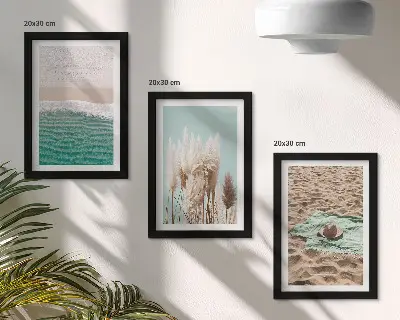 Galerie de perete cu tematică de plajă, valuri, iarbă, pălărie și nisip pentru relaxare