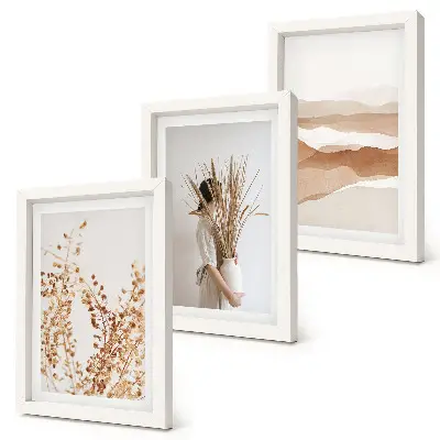 Set de 3 tablouri cu motive vegetale abstracte în stil boho rustic