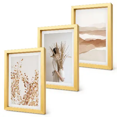 Set de 3 tablouri cu motive vegetale abstracte în stil boho rustic