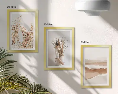 Set de 3 tablouri cu motive vegetale abstracte în stil boho rustic