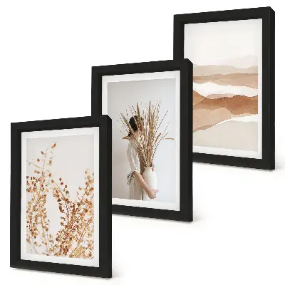 Set de 3 tablouri cu motive vegetale abstracte în stil boho rustic