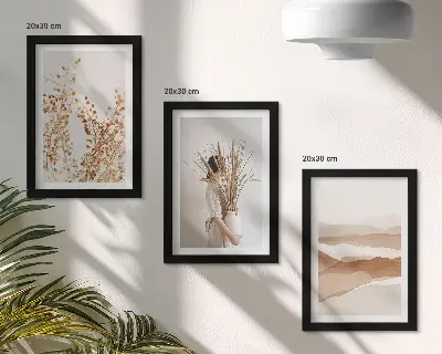 Set de 3 tablouri cu motive vegetale abstracte în stil boho rustic