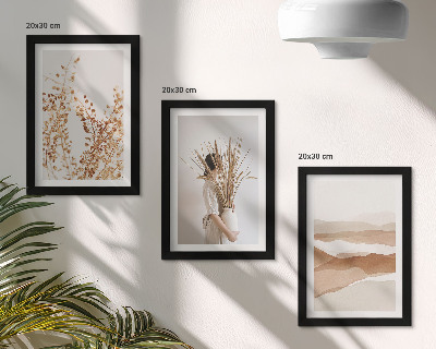 Set 3 tablouri Motive vegetale abstracte în stil boho rustic