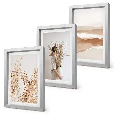 Set de 3 tablouri cu motive vegetale abstracte în stil boho rustic
