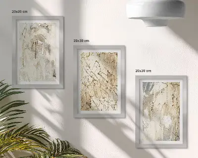 Galerie de perete cu modele abstracte în nuanțe de bej și gri