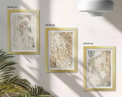 Galerie de perete cu modele abstracte în nuanțe de bej și gri