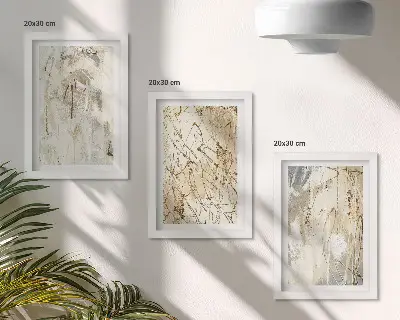 Galerie de perete cu modele abstracte în nuanțe de bej și gri