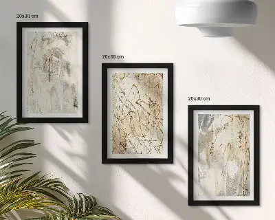 Galerie de perete cu modele abstracte în nuanțe de bej și gri
