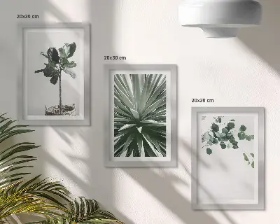 Set de 3 tablouri cu plante verzi în stil minimalist