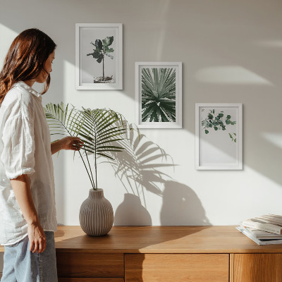 Set 3 tablouri Plante verzi într-un stil minimalist
