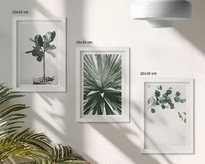 Set de 3 tablouri cu plante verzi în stil minimalist