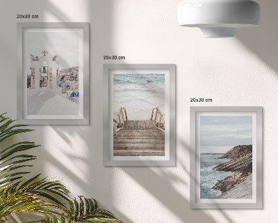 Galerie de perete Vederi ale mării și arhitecturii din Santorini pe fundalul cerului