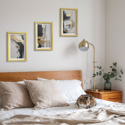 Set 3 tablouri Compoziții de pictură abstractă în alb și negru