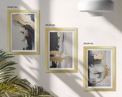 Set 3 tablouri Compoziții de pictură abstractă în alb și negru