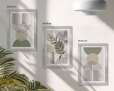 Galerie de perete Forme abstracte în nuanțe de verde și bej