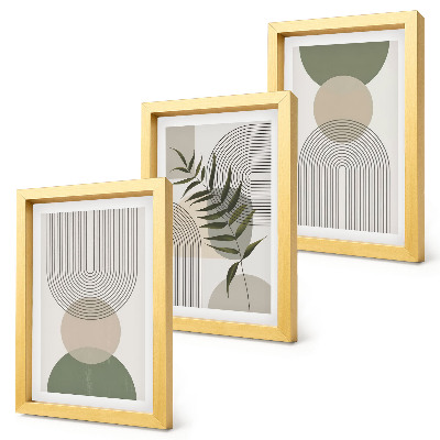 Galerie de perete Forme abstracte în nuanțe de verde și bej