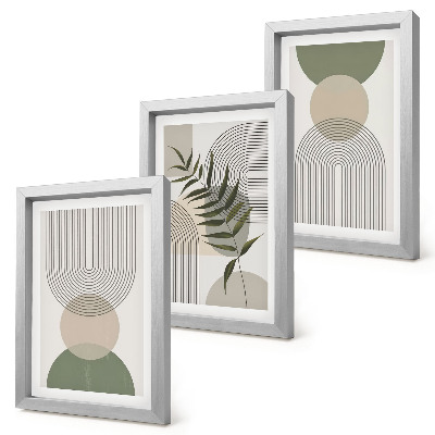 Galerie de perete Forme abstracte în nuanțe de verde și bej