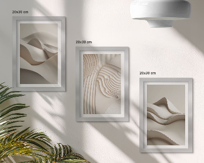 Set 3 tablouri Valuri și structuri abstracte în nuanțe de bej