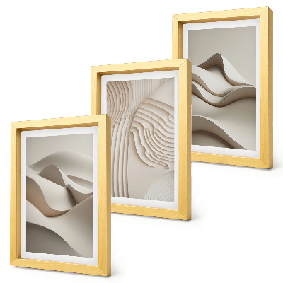 Set 3 tablouri Valuri și structuri abstracte în nuanțe de bej