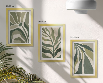 Galerie de perete Ilustrații cu frunze pictate în nuanțe de verde