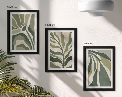 Galerie de perete Ilustrații cu frunze pictate în nuanțe de verde