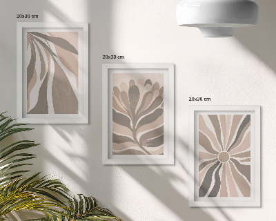 Galerie de perete Modele abstracte de plante în nuanțe de bej și maro