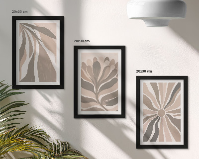 Galerie de perete Modele abstracte de plante în nuanțe de bej și maro