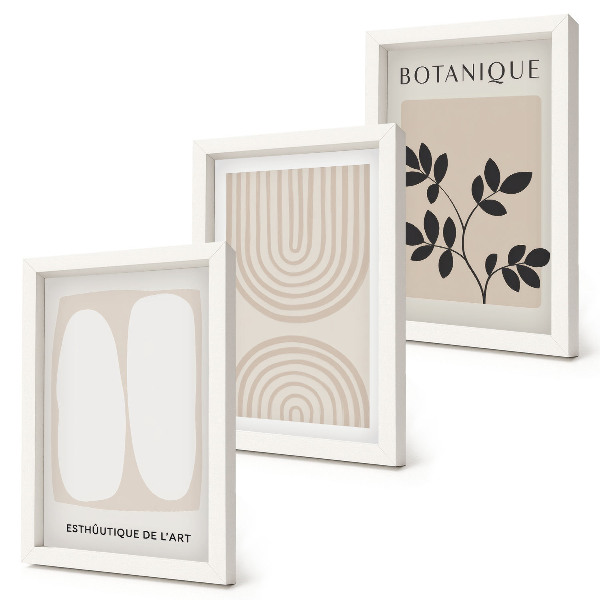 Set 3 tablouri Postere delicate cu motive vegetale abstracte în stil boho