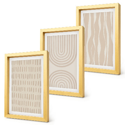 Set 3 tablouri Modele abstracte în nuanțe de bej și alb