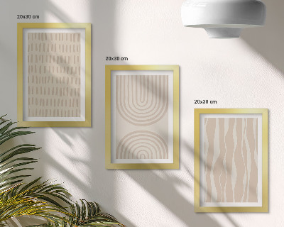 Set 3 tablouri Modele abstracte în nuanțe de bej și alb