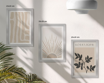 Galerie de perete Modele abstracte cu accente florale în tonuri neutre