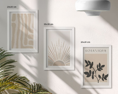 Galerie de perete Modele abstracte cu accente florale în tonuri neutre